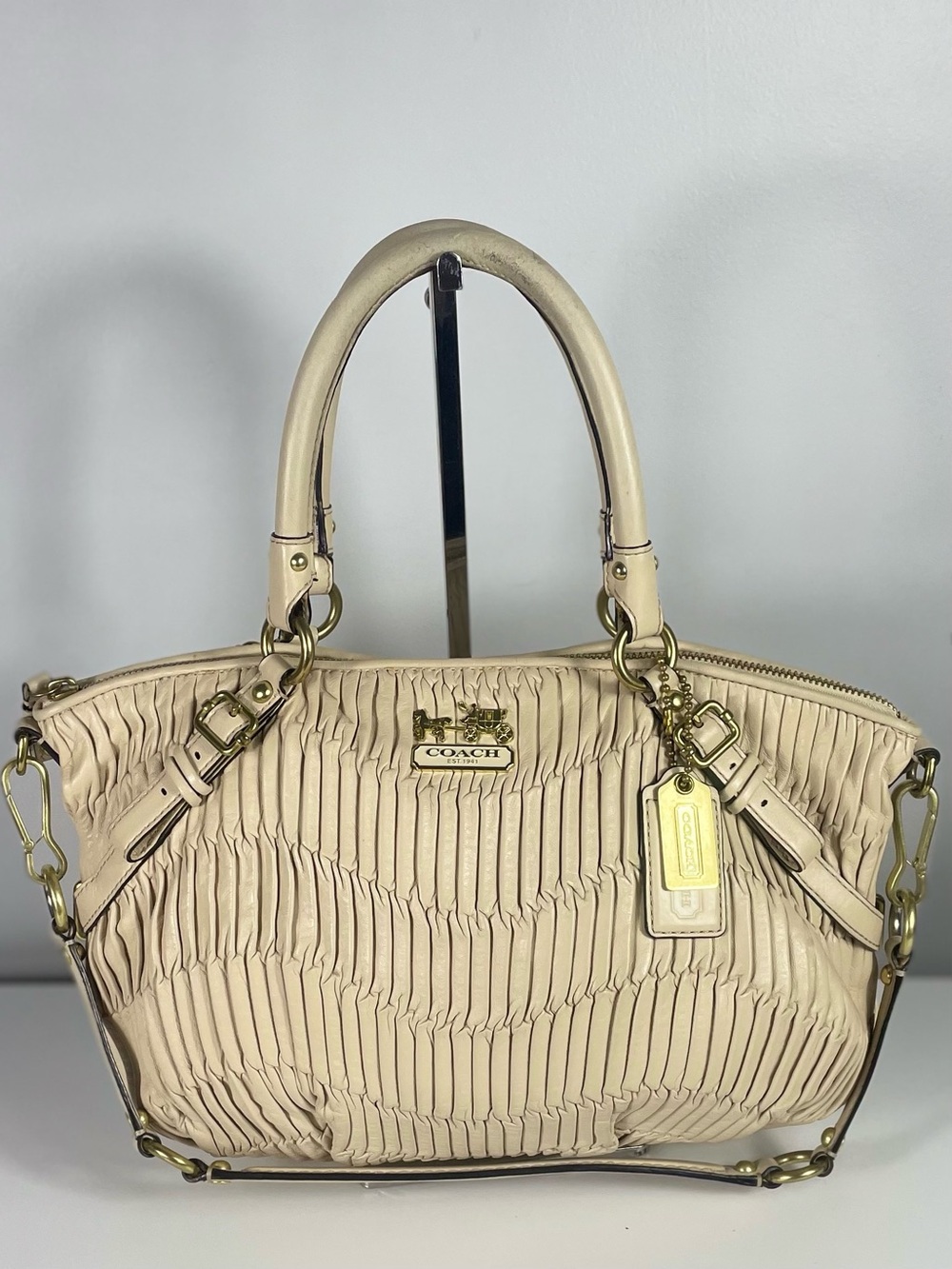 Authentic Coach Madison Gathered Leather Sophia Satchel Bag 15942